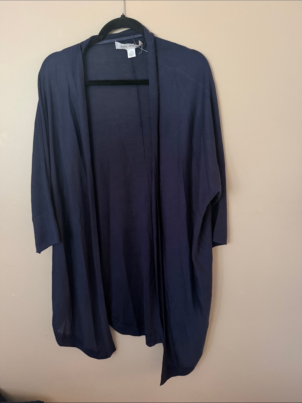 Navy Open-Front Lightweight Cardigan